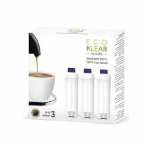 סט 3 מסנני מים ECO KLEAR למכונות קפה דלונגי DeLonghi
