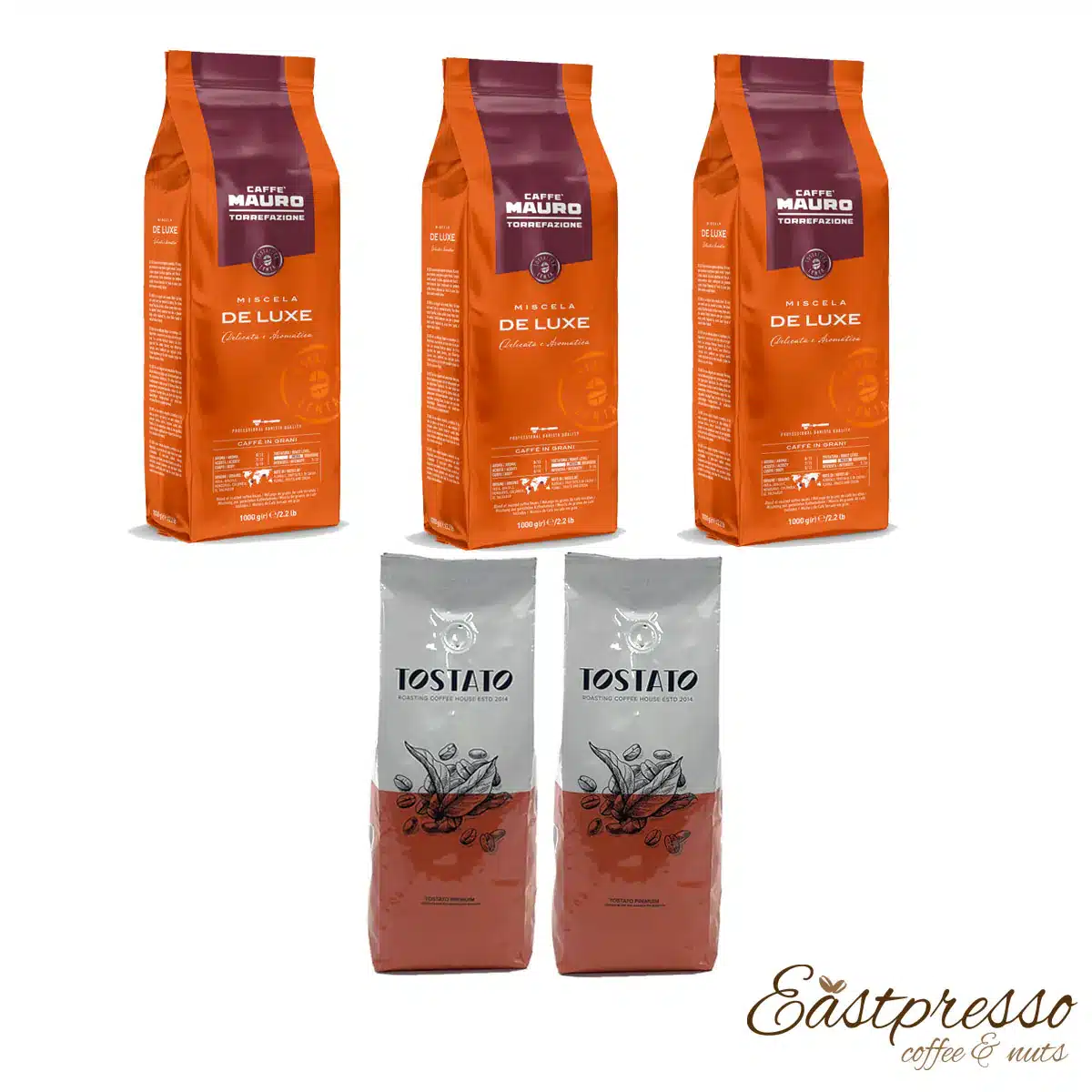 באנדל 3 ק"ג מאורו דילוקס  +1 ק"ג  טוסטאטו פרימיום MAURO DELUXE 3 Kg +  TOSTATO Prem 1 Kg